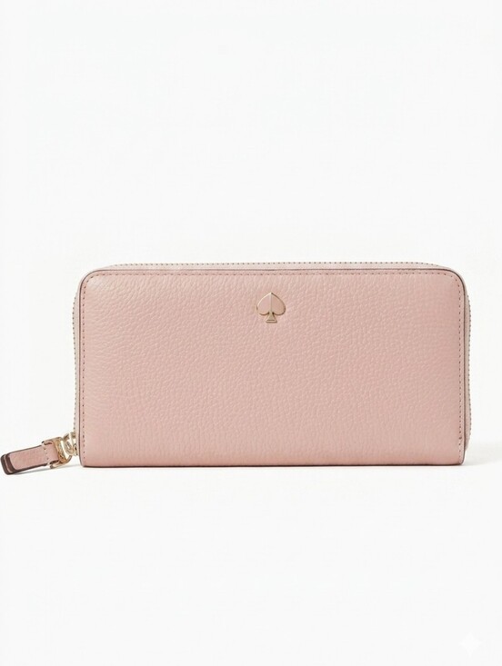 kate spade Handbags - kate spade Pebbled Leather Zip Wallet in Blush Pink with Pink And Gold Spade